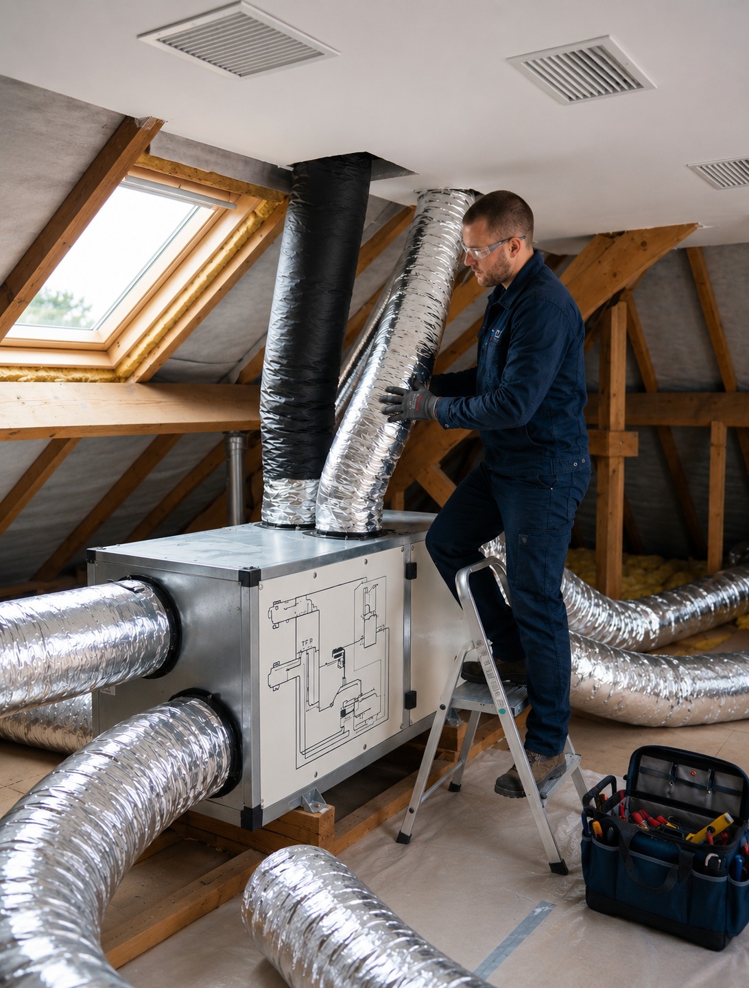 Installation de climatisation gainable
